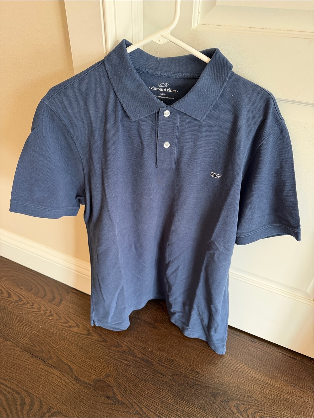 Vineyard Vines Navy Short-Sleeve Polo with Whale Logo